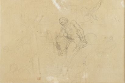 Eugène DELACROIX (Paris 1798-1863) Etudes pour le meurtre d'Archimède, pendentif...