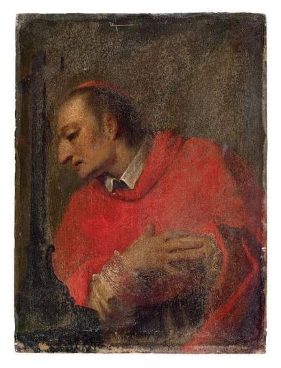 ECOLE ITALIENNE DU XVIIIÈME SIÈCLE Saint Charles Borromée Panneau 21,5 x 16,5 cm