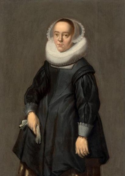 ATTRIBUÉ À HENDRIK GERRITZ POT (HAARLEM VERS 1585 - AMSTERDAM 1657) Portrait de femme...