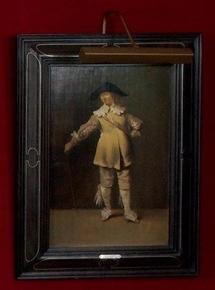 PIETER JANSZ QUAST (AMSTERDAM 1606 - AMSTERDAM 1647) Portrait de femme en pied tenant...