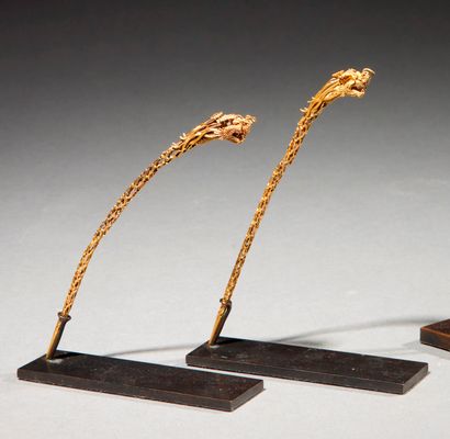 Two gold hairpins China, Qing Dynasty Gold...