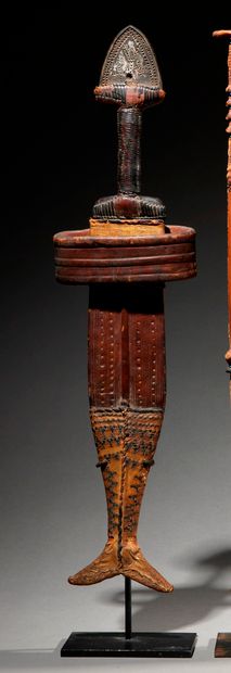 Tuareg dagger and its scabbard Niger Iron,...
