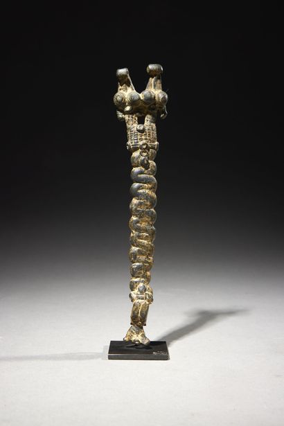 Two-headed Gan snake Burkina Faso Bronze...
