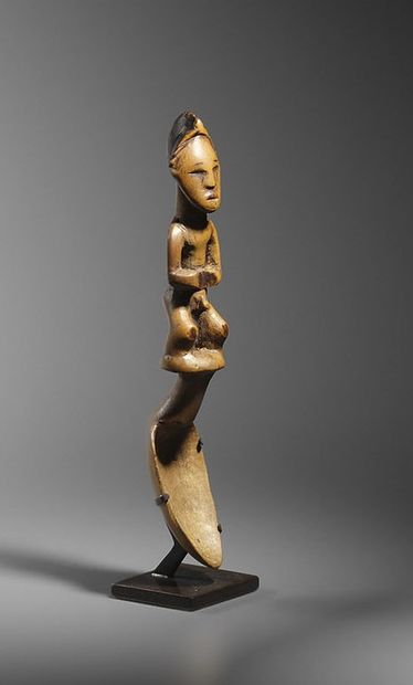 Punu spoon, Gabon Partly pyrographed wood,...
