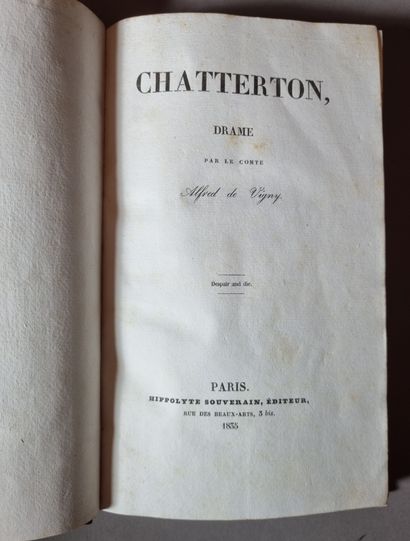 null VIGNY (Alfred de). Chatterton. Paris, Souverain, 1835. In-8, demi-chagrin prune...