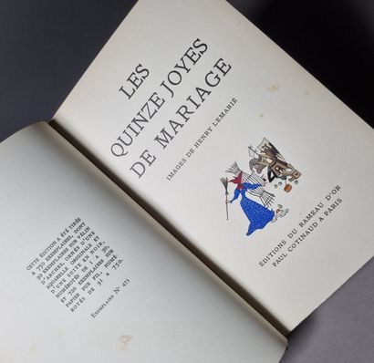  QUINZE JOYES DE MARIAGE (Les). Paris, Éditions du Rameau d’or, Paul Cotinaud, s.d....