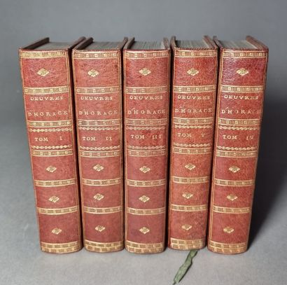 null HORACE. Œuvres, en vers françois. Paris, Nyon fils et Guillyn, 1752. 5 volumes...