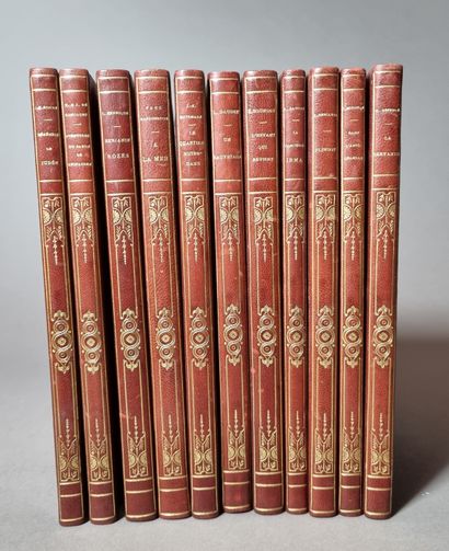  COLLECTION DE L’ACADÉMIE GONCOURT. 1904-1907. 11 volumes in-8, demi-chagrin grenat,...