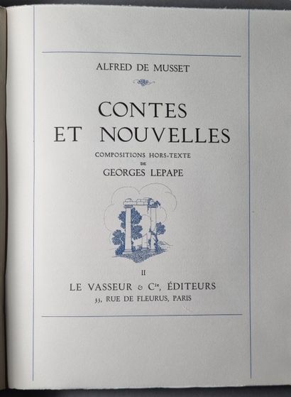  MUSSET (Alfred de). Œuvres complètes. Paris, Levasseur, 1937. 10 volumes in-4, brochés,...