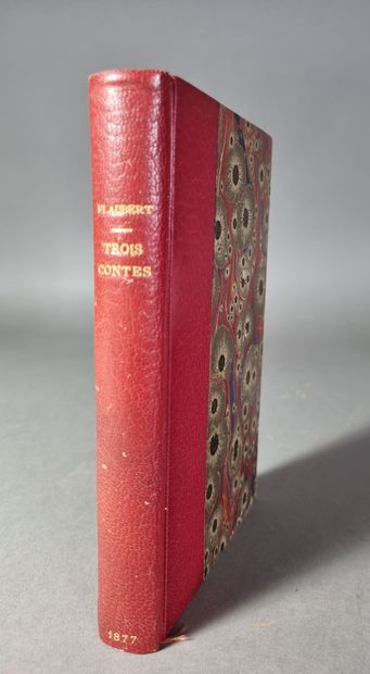 null FLAUBERT (Gustave). Three tales. Paris, Charpentier, 1877. In-12, half red morocco...