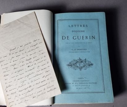 null GUÉRIN (Eugénie de). Lettres. Paris, Didier et Cie, 1865. In-8, maroquin noir...