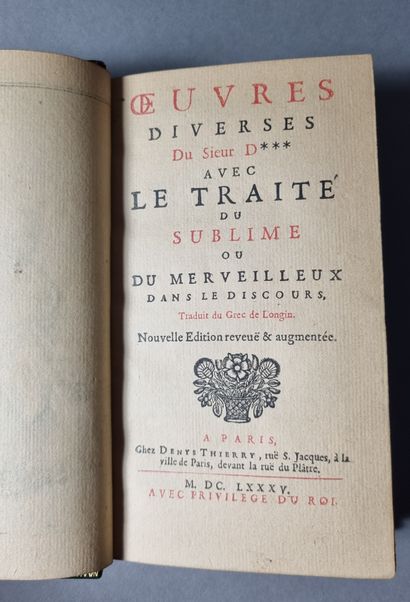 null BOILEAU (Nicolas). Various works. Paris, Denys Thierry, 1685. In-12, green morocco,...