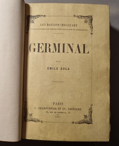 null ZOLA (Émile). Germinal. Paris, Charpentier, 1885. In-12, maroquin bordeaux,...