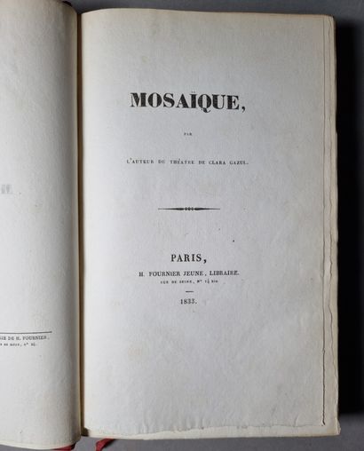 null MÉRIMÉE (Prosper). Mosaic. Paris, H. Fournier jeune, 1833. In-8, red calf with...