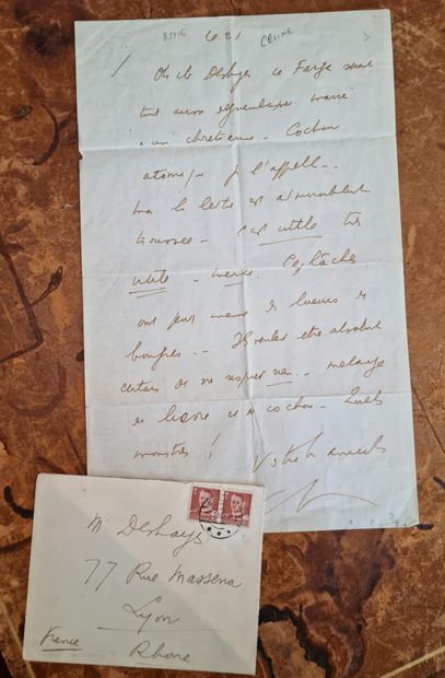 null CÉLINE Louis-Ferdinand. Autograph letter signed to M. Deshays, 21 [45 ?], 1...