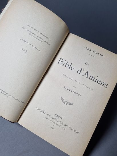 RUSKIN (John). The Amiens Bible. Paris, Mercure...