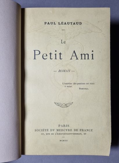 LÉAUTAUD (Paul). Le Petit ami. Paris, Mercure...