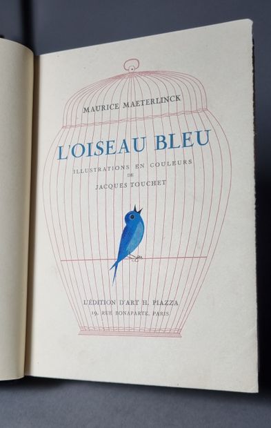 null MAETERLINCK (Maurice). The Blue Bird. Paris, H. Piazza, 1909. In-8, navy blue...