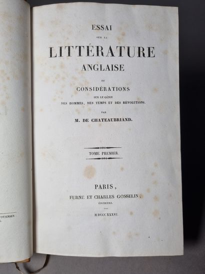 null CHATEAUBRIAND (René de). Essai sur la littérature anglaise. Paris, Furne et...