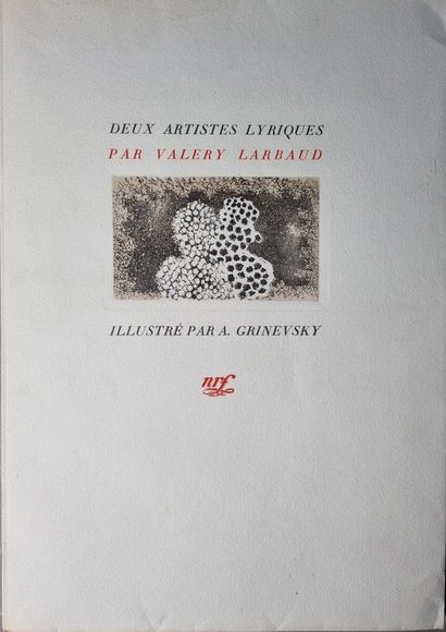 null LARBAUD (Valery). Deux artistes lyriques. Paris, Gallimard, 1929. In-8, broché._x000D_

_x000D_

Édition...