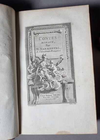  MARMONTEL (Jean-François). Contes moraux. Paris, Merlin, 1775. 3 volumes in-8, veau...