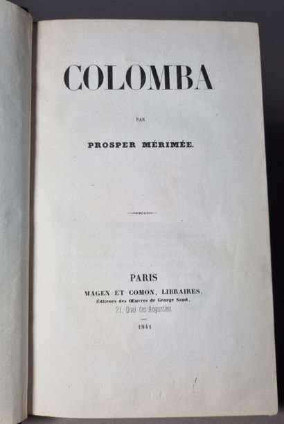  MÉRIMÉE (Prosper). Colomba. Paris, Magen et Comon, 1841. In-8, demi-chagrin noir,...