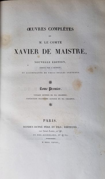 null MAISTRE (Xavier de). Œuvres complètes. Paris, Dondey-Dupré, 1828. 2 volumes...