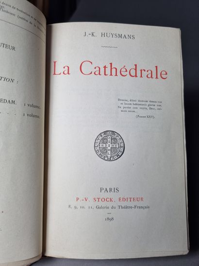 null HUYSMANS (Joris-Karl). La Cathédrale. Paris, Stock, 1898. In-12, bradel demi-maroquin...