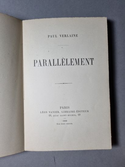  VERLAINE (Paul). Parallèlement. Paris, Vanier, 1889. In-12, broché._x000D_ 
_x000D_...