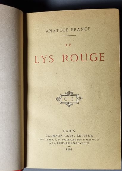 null FRANCE (Anatole). Le Lys rouge. Paris, Calmann Lévy, 1894. In-12, demi-maroquin...