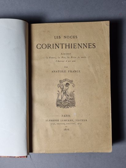 null FRANCE (Anatole). Les Noces corinthiennes. Paris, Lemerre, 1876. In-12, cartonnage...
