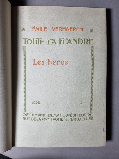  VERHAEREN (Émile). Les Aubes. 1898. In-8, cartonnage de l’éditeur. – Toute la Flandre....