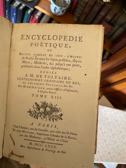 null Encyclopédie Poétique dédiée à M. de Voltaire par GAIGNE (sous réserve d'être...