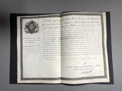 LOUIS XVIII Pièce signée, Paris, le 1er octobre 1814. 1 p. in-folio oblong sur vélin.
Lettres...
