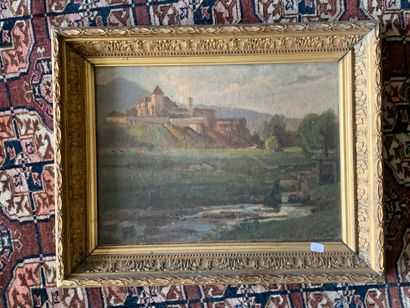 ECOLE FRANCAISE DU XIXème siècle 
Paysages
Deux huiles sur panneau
Signées