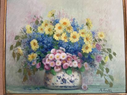Marthe KRATKE (1884- ?) 
Bouquet de fleurs
Huile sur toile
Signée en bas droite