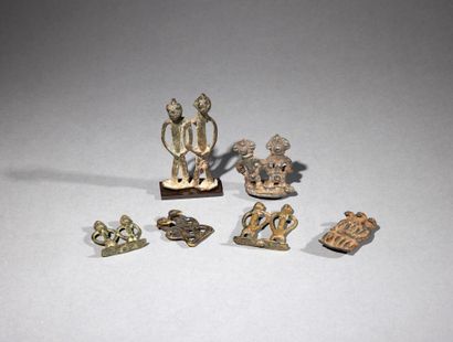 Six amulets 
Ivory Coast/Burkina Faso 
Bronze...