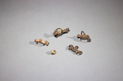 Five animal pendants 
Burkina Faso 
Bronze...