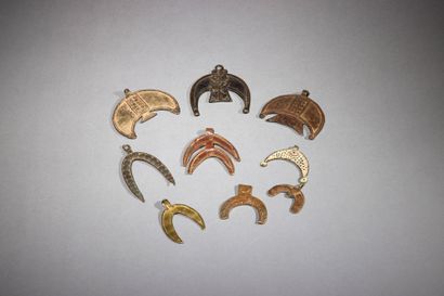 Nine Gurunsi pendants 
Burkina Faso 
Bronze...