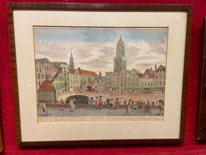  Four color engravings representing cities...