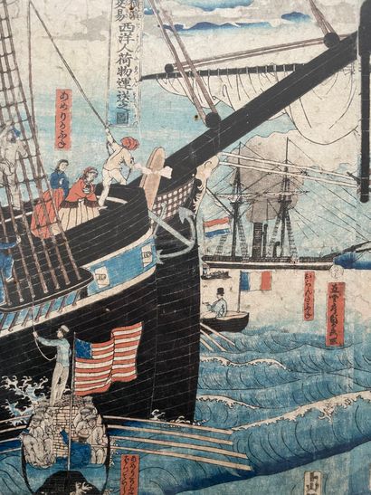 UTAGAWA Sadahide (1807-1873) European merchants
Print
H. 34 cm ; L. 95 cm