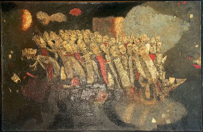 Claude VERLINDE (1927-2020) La nef des fous
Huile sur toile signée en bas à droite...