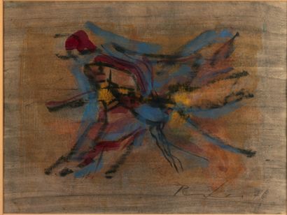 Bill PARKER (1922-2009) Composition bleu, jaune et rouge, 1976
Technique mixte sur...