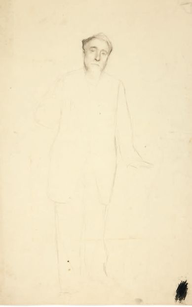 Émile FRIANT (1863-1932) Study for a full-length portrait of a man
Pencil on paper
50...