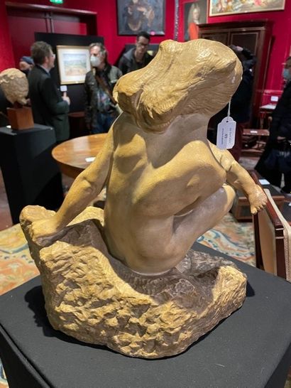 D'après Auguste RODIN (1840-1917) La Jeune mère
Plâtre
H. 41 cm - L. 39 cm
Signé...