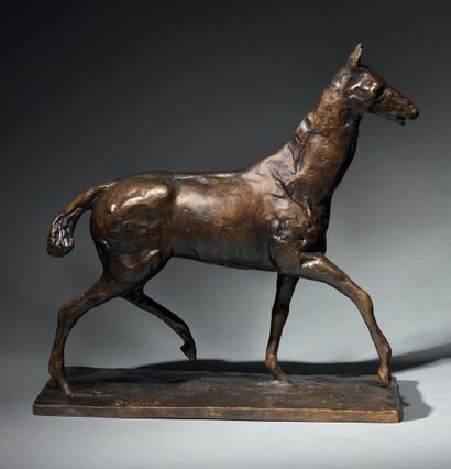 D'après Edgar DEGAS (1834-1917) Horse with a raised walk
Bronze patina signed, numbered...