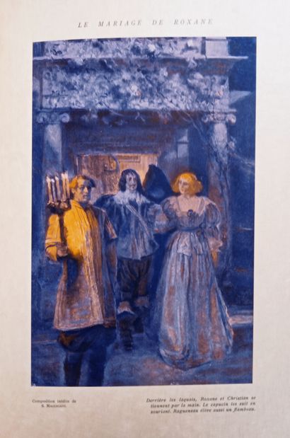ROSTAND (Edmond). Cyrano de Bergerac. Paris, Librairie Lafitte et Cie, 1910. In-4,...