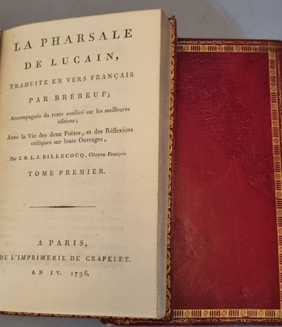 LUCAIN. La Pharsale, translated into French verse by Brébeuf. Paris, De l'Imprimerie...