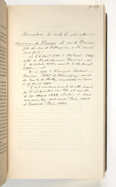 COIGNY Anne-Françoise-Aimée de Franquetot, marquise de (1769-1820). Lettres de la...