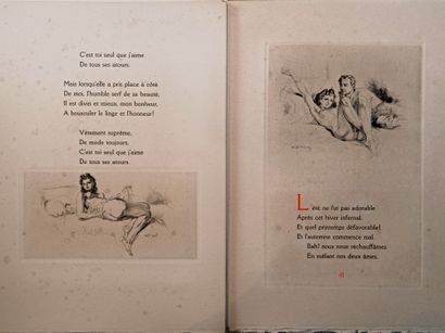 VERLAINE (Paul). Chansons pour elle. S.l.n.d. [Paris, 1945]. In-4, en feuilles, couverture,...